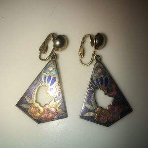 Cloisonné clip earring